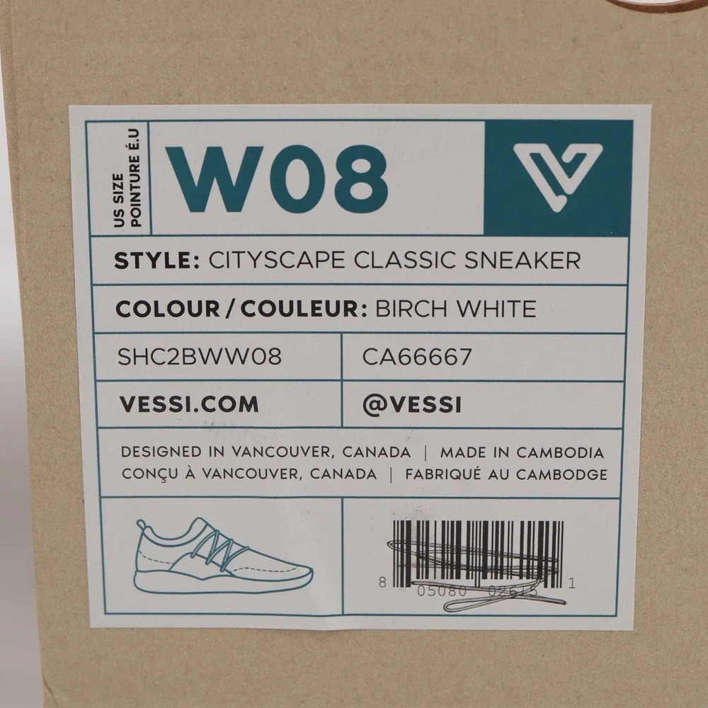 Vessi Womens Cityscape Classic Sneaker Size 8 Waterproof White Rose Lace Up Shoe
